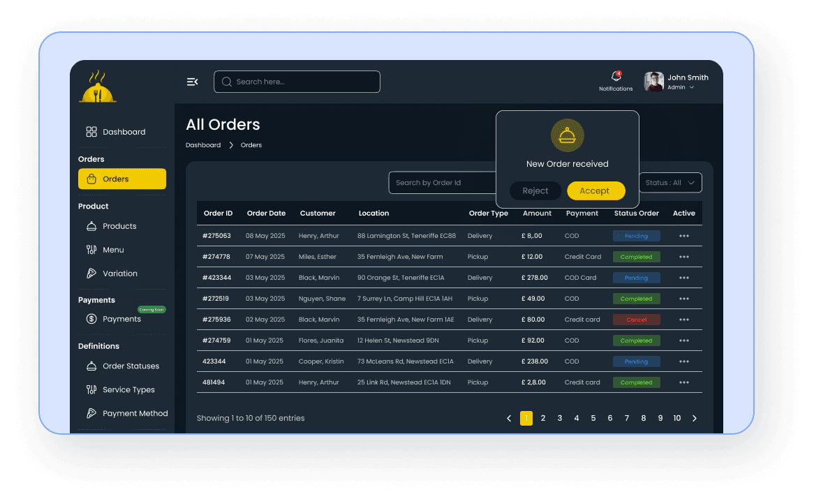 Accept Orders (dark mode)