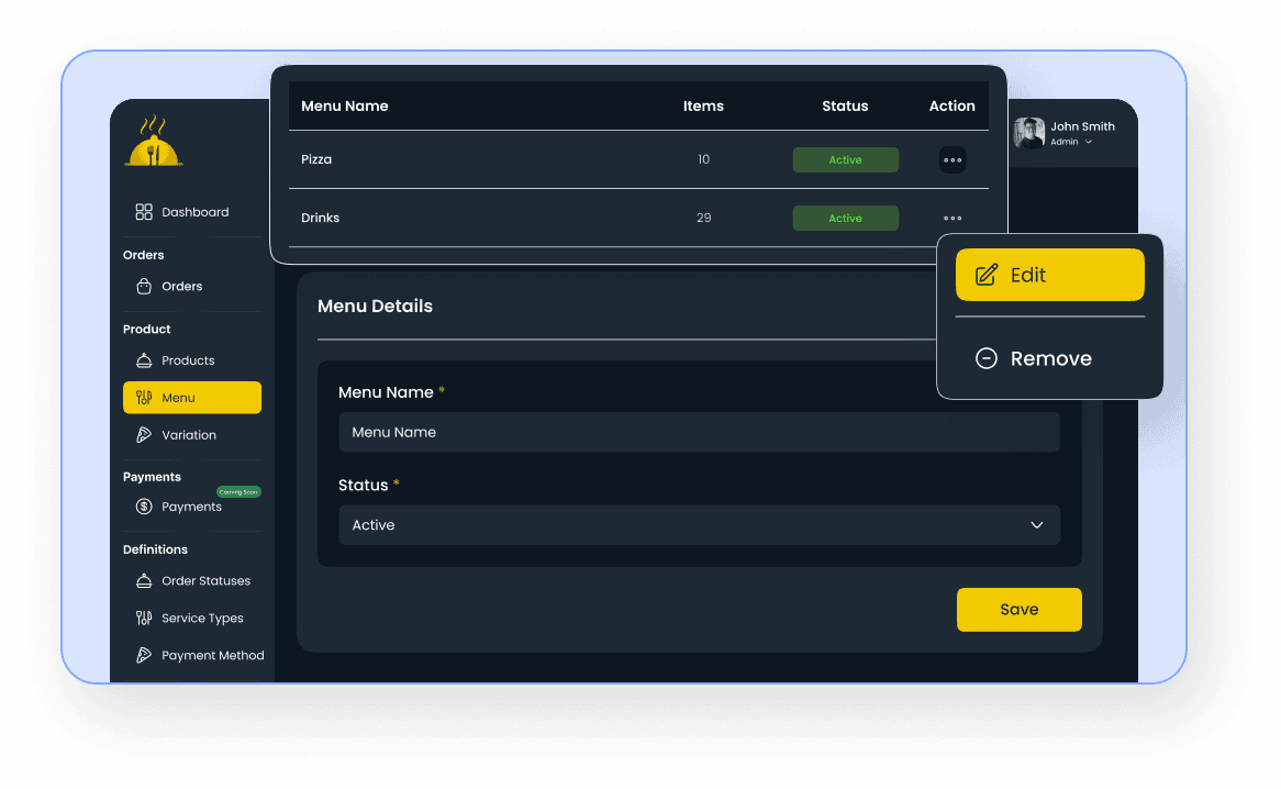 Customize Your Menu (dark mode)