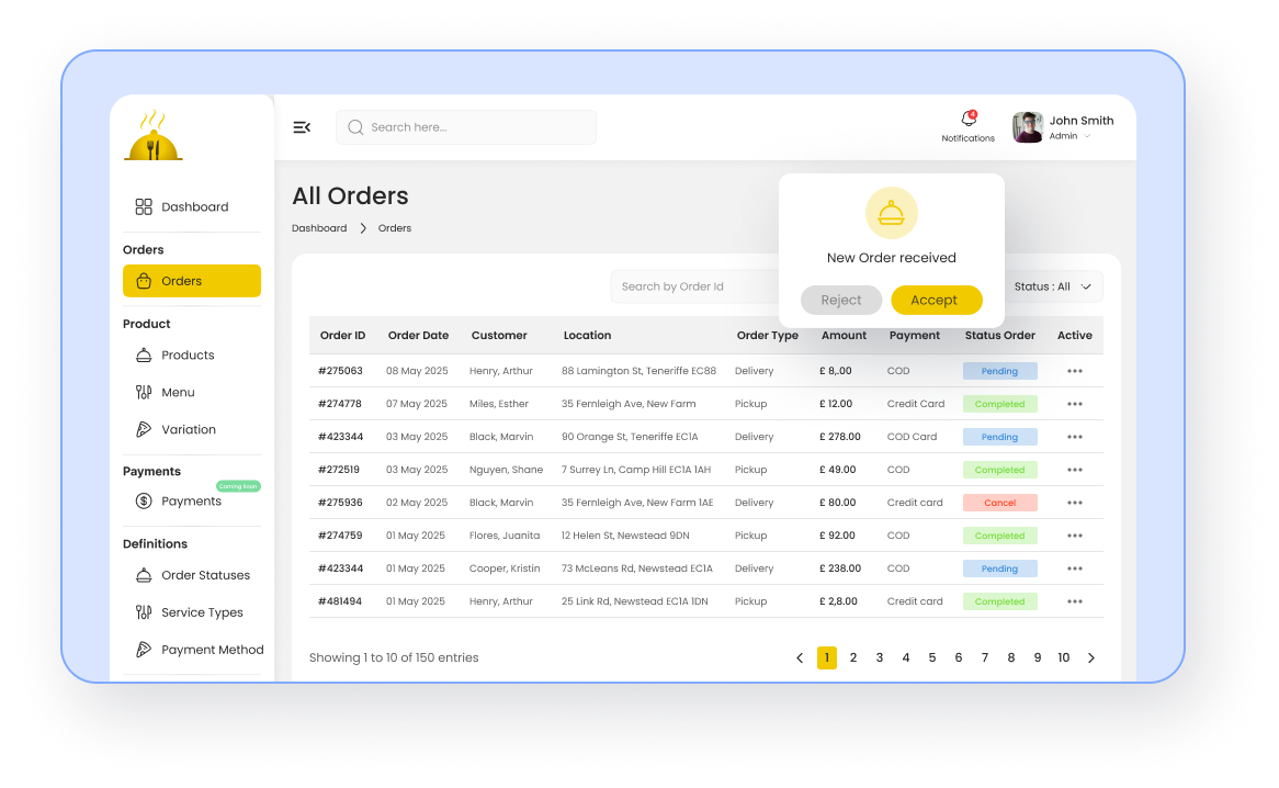 Step 2: Start Receiving Orders - Online Order Management System